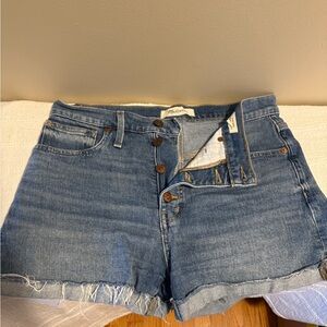 Madewell Classic Blue Denim Shorts with Raw Hem